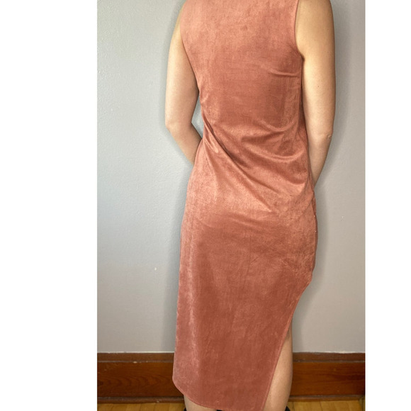 BCBG Maxazria Trar Peach Suede Asymmetrical Dress - Picture 6 of 12